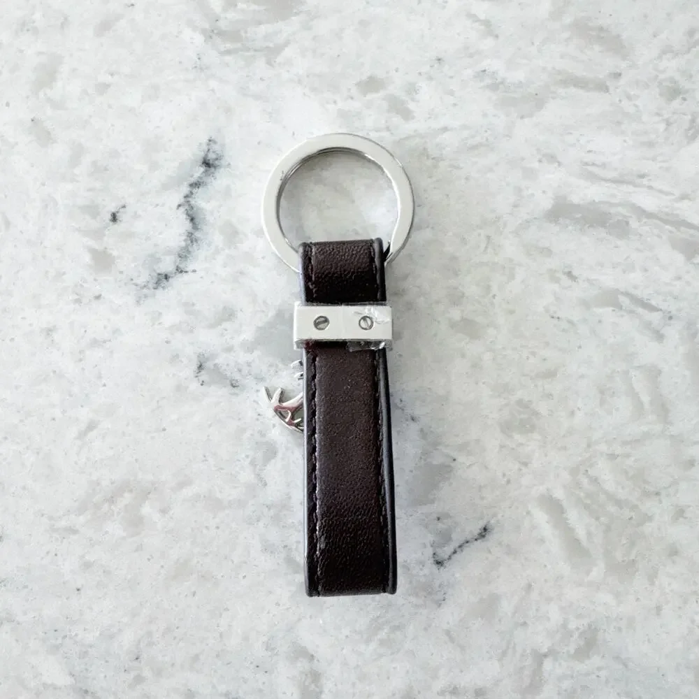 Just Cavalli‎ Leather Keychain Unisex One Size Brown Logo Anchor Charm